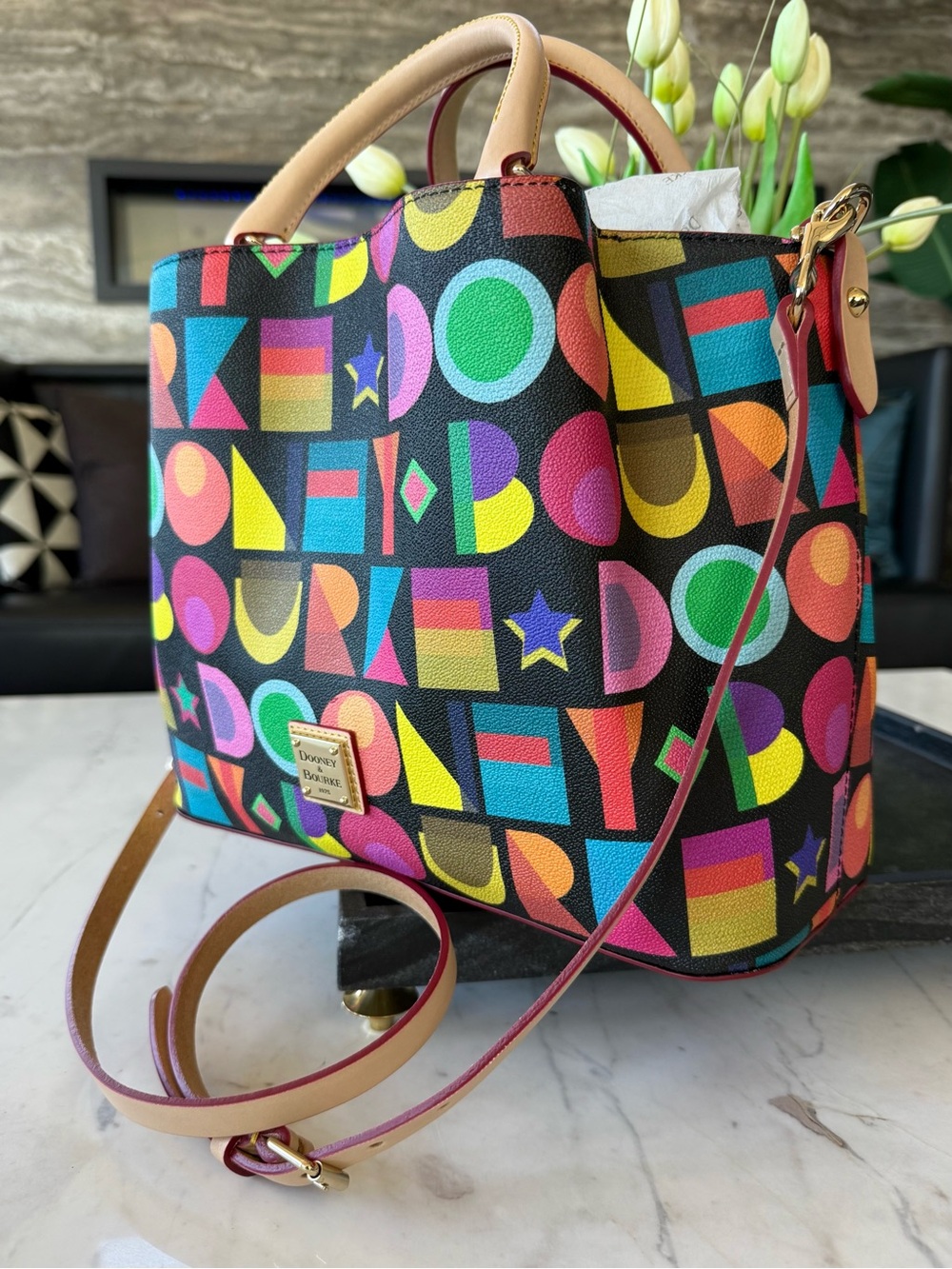 New Dooney & Bourke Art Deco Brenna Cotton/Leather Bag - Picture 16 of 16
